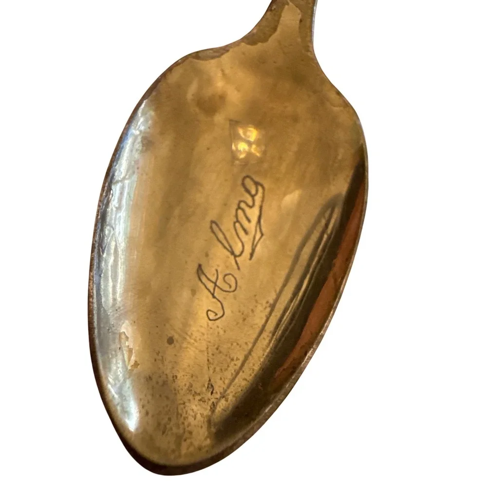 Texas Centennial 1836-1936 Gold Tone Souvenir Spoon Engraved‎ Vintage